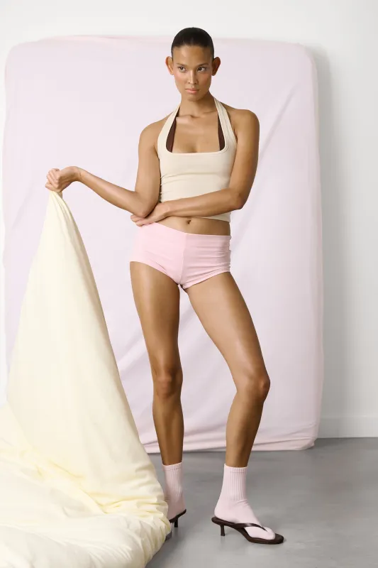 Huggie Layered Halter Top in Butter Yellow made by Sisters and Seekers
