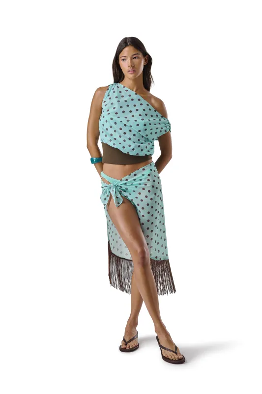 Bruna Off-Shoulder Top in Teal sold by Sisters and Seekers