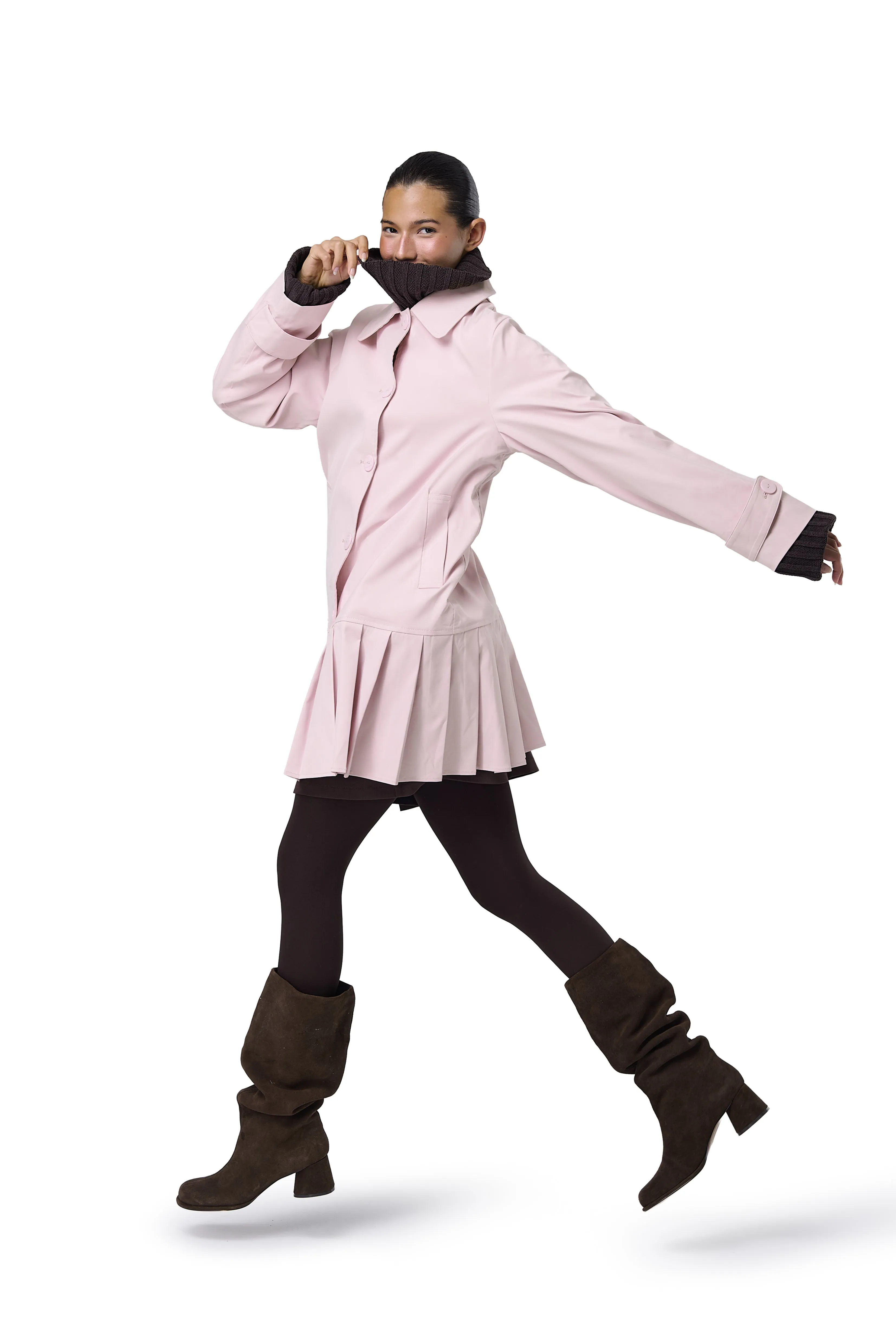 Patter Pleat Trench Coat in Pink sold by Sisters and Seekers product image thumbnail 5