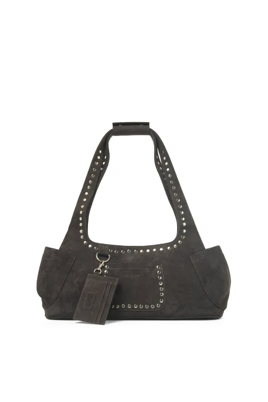 Martha Faux Suede Carryall in Dark Grey sold by Sisters and Seekers