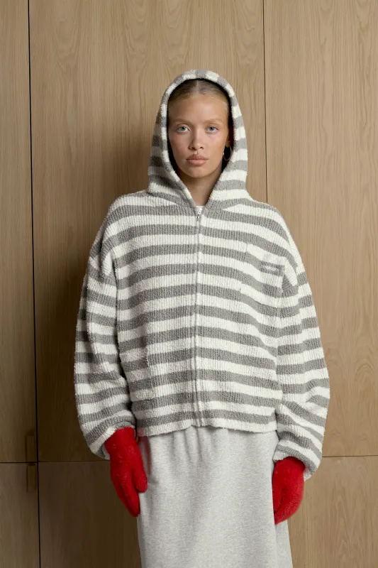 Jasper Knit Hoodie Zip Up in Grey sold by Sisters and Seekers