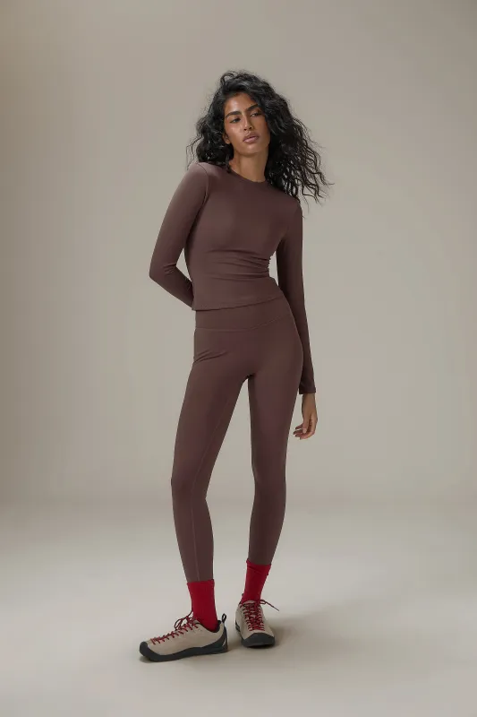 Soft Active Long Sleeve in Brown sold by Sisters and Seekers