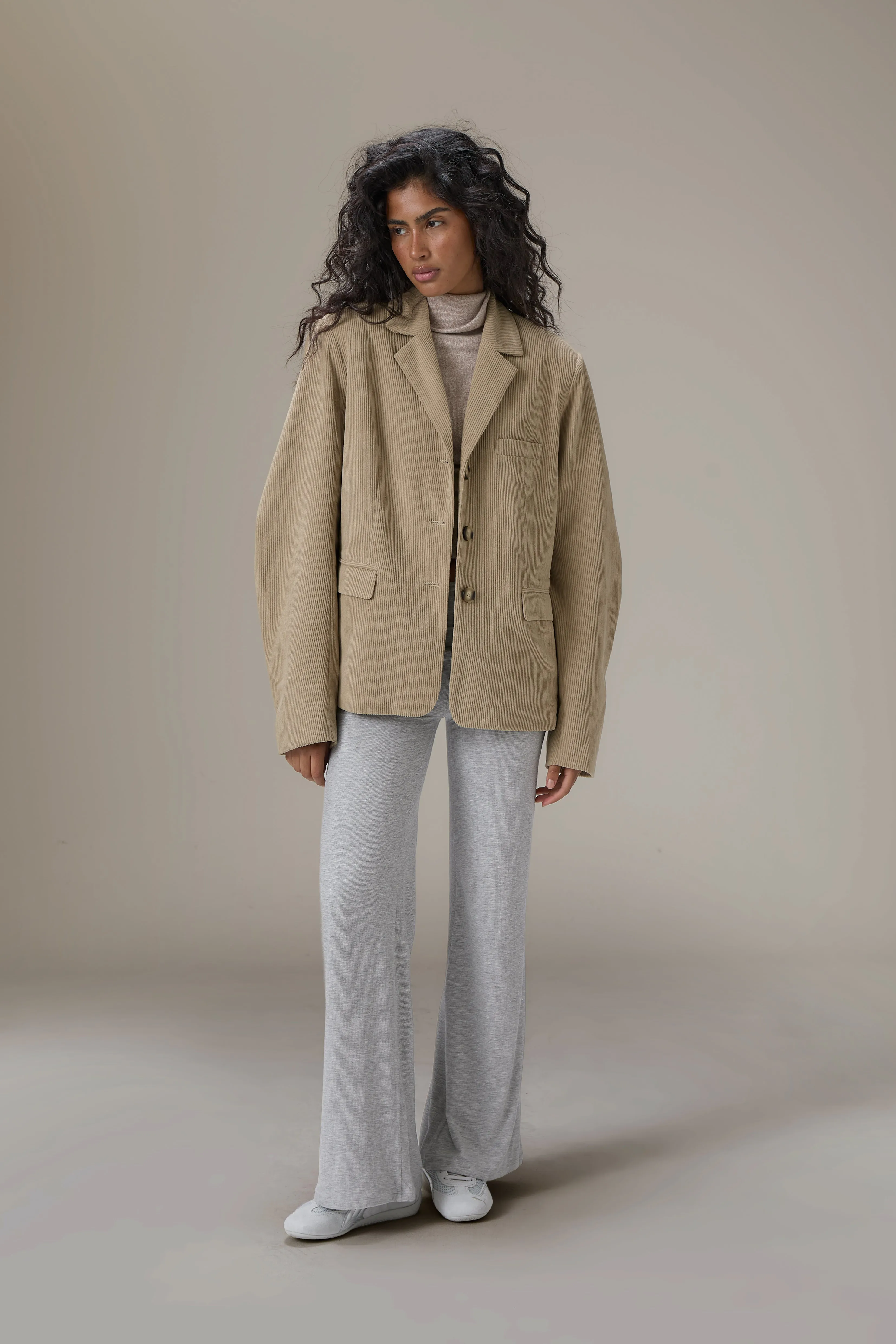 Malt Oversized Cord Blazer in Classic Beige sold by Sisters and Seekers