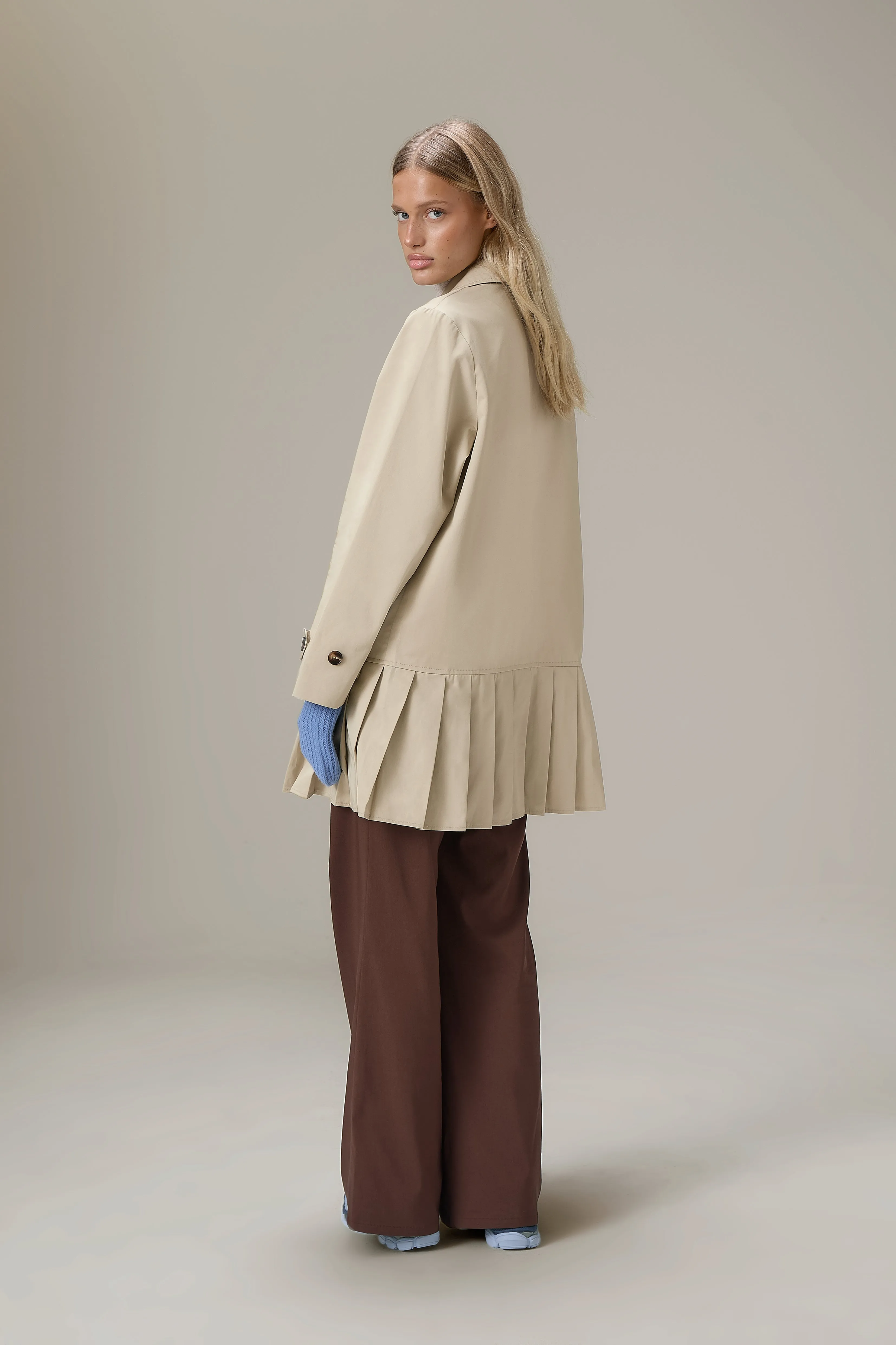 Patter Pleat Trench Coat in Classic Beige sold by Sisters and Seekers product image thumbnail 2