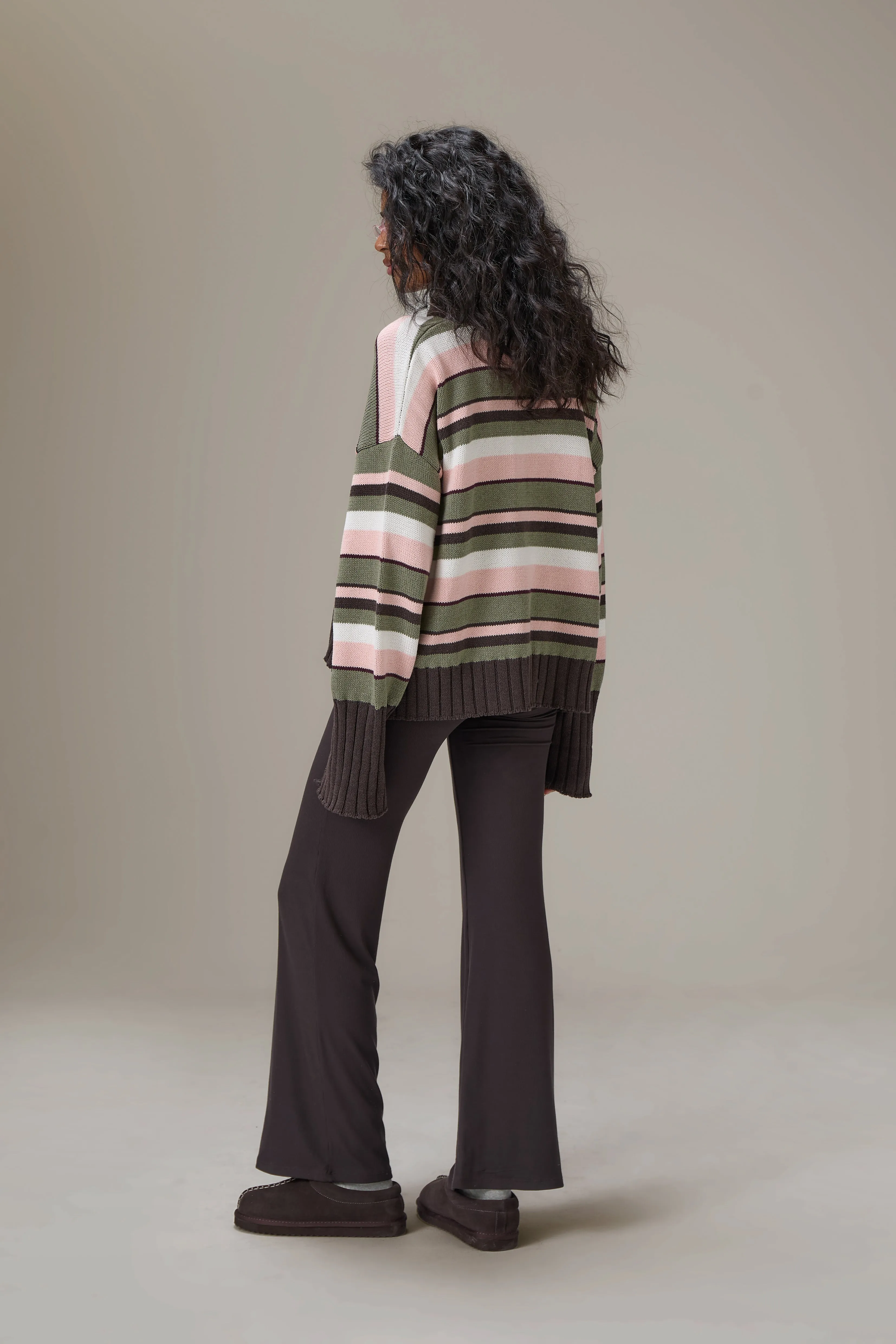 Bella Stripe Roll Neck in Chocolate sold by Sisters and Seekers product image thumbnail 3