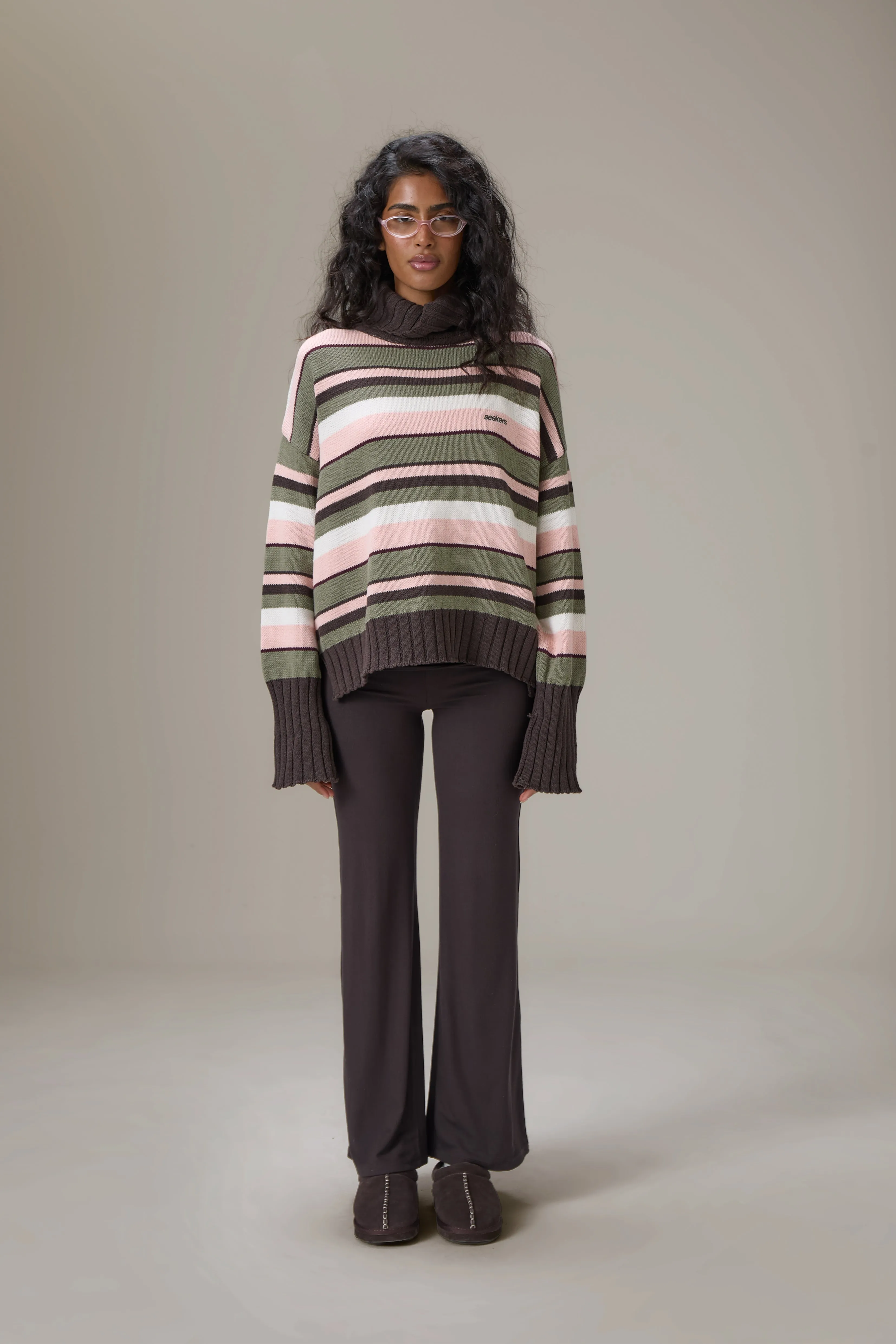 Bella Stripe Roll Neck in Chocolate sold by Sisters and Seekers product image thumbnail 4