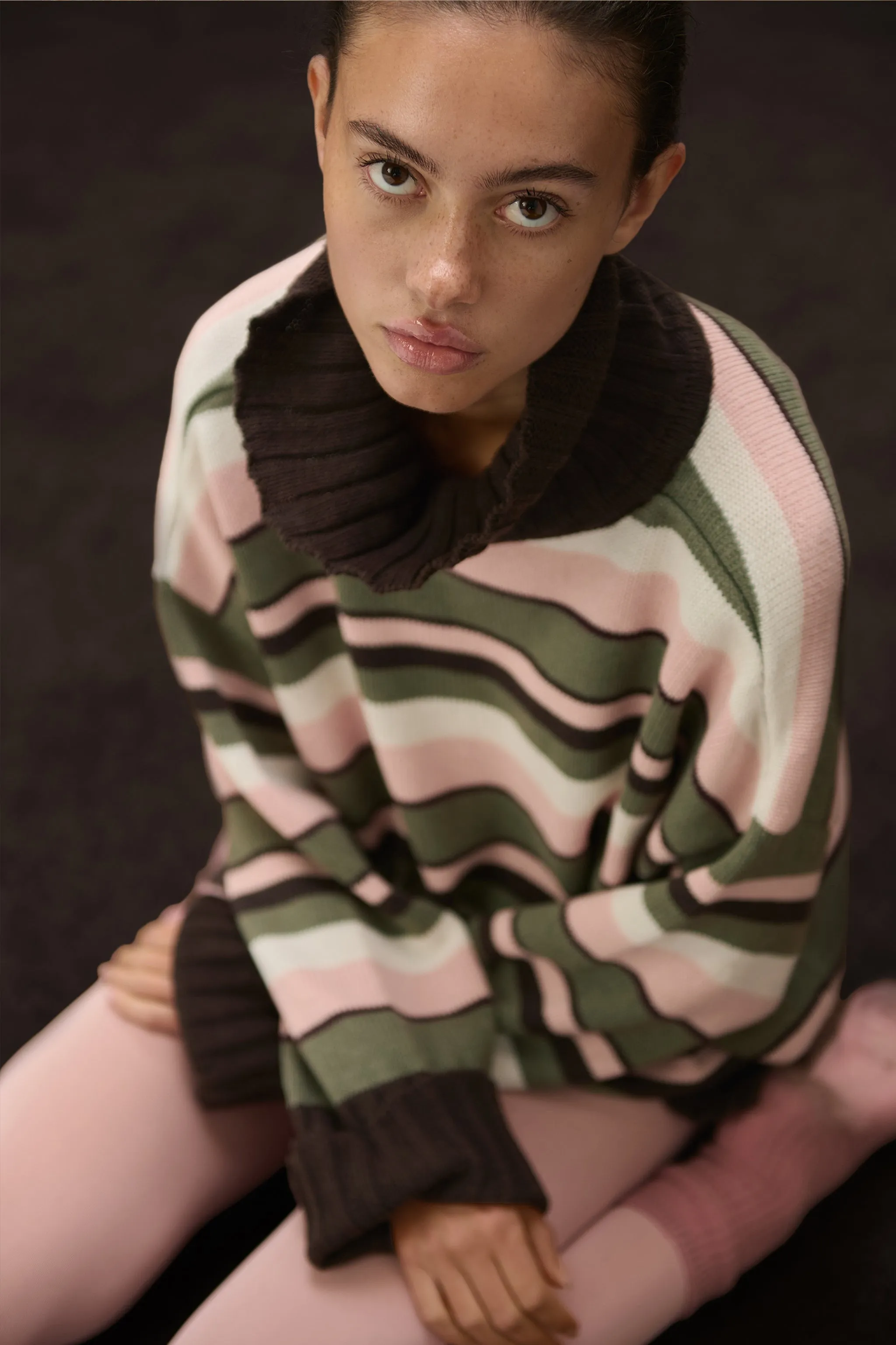 Bella Stripe Roll Neck in Chocolate sold by Sisters and Seekers product image thumbnail 2