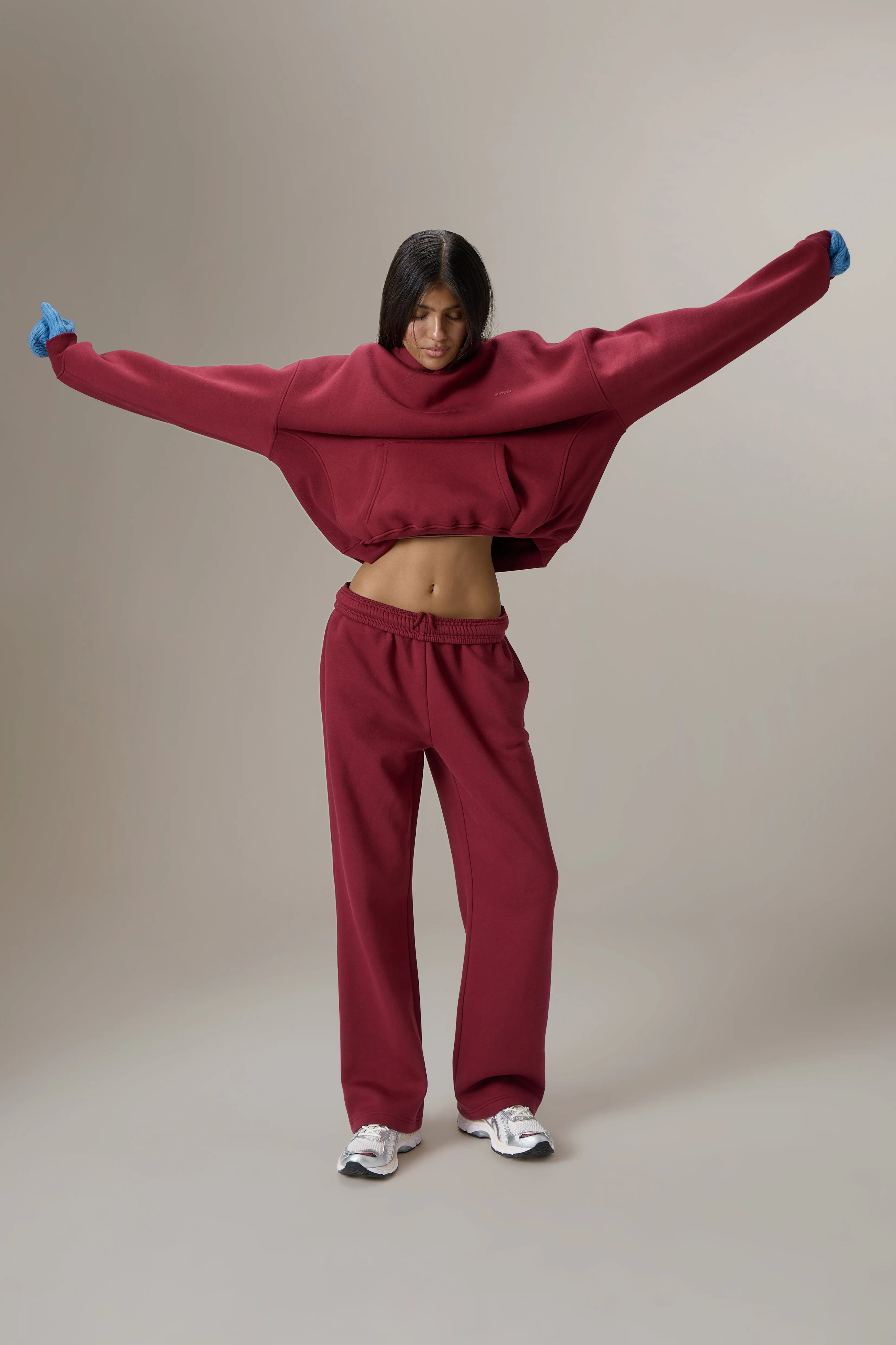 Seekers Classic Wide Leg Sweatpants in Burgundy sold by Sisters and Seekers product image thumbnail 4