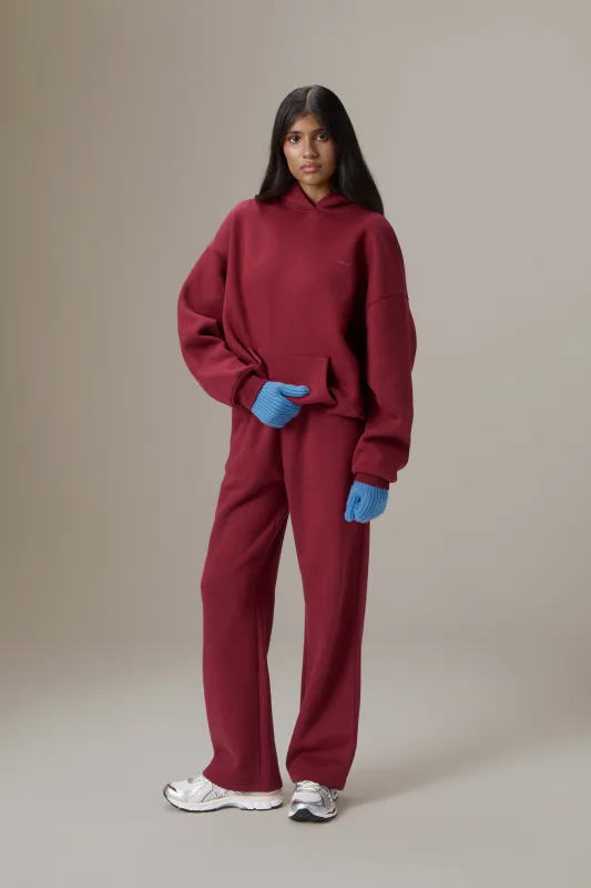 Seekers Classic Wide Leg Sweatpants in Burgundy sold by Sisters and Seekers