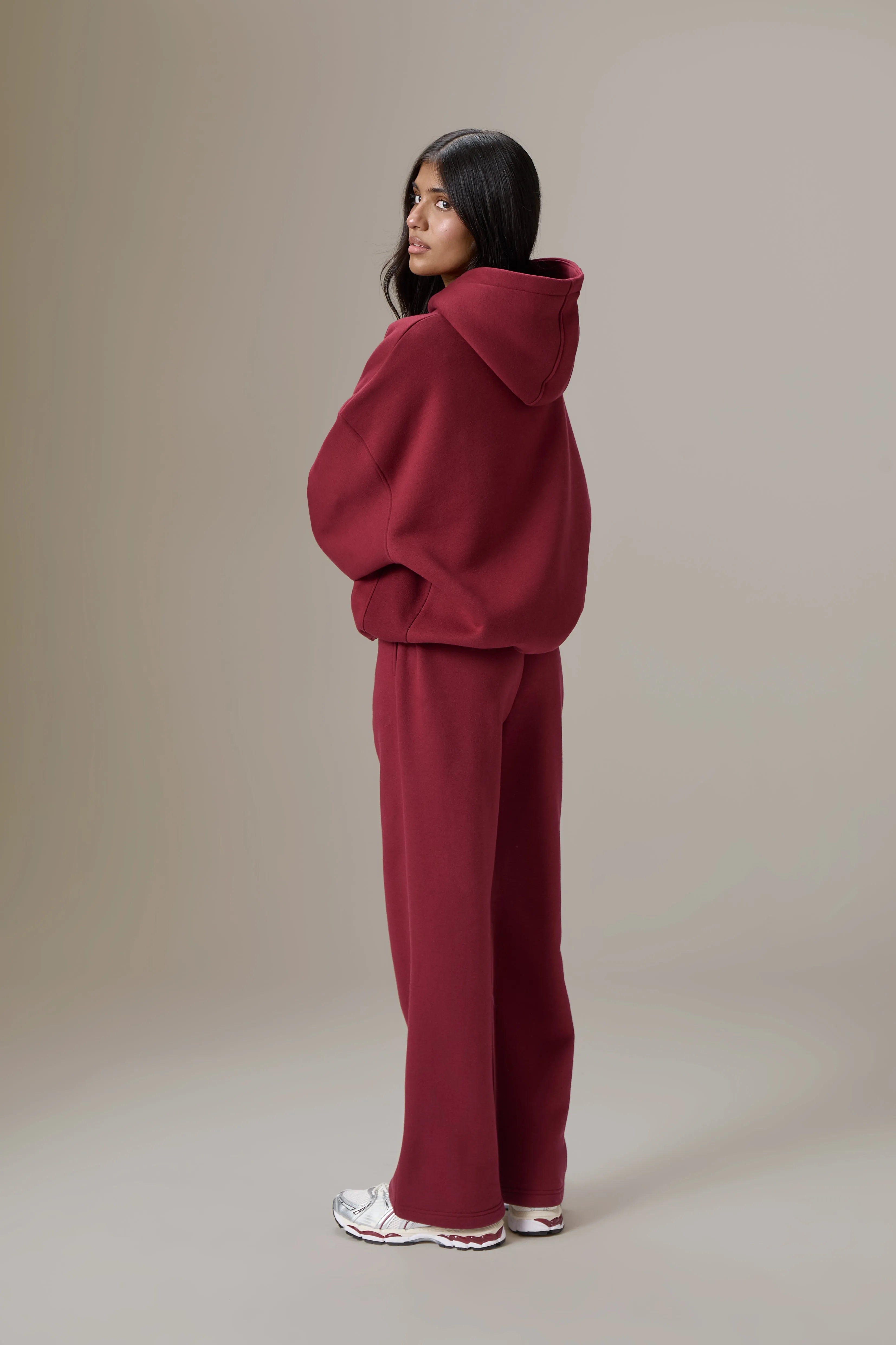 Seekers Classic Wide Leg Sweatpants in Burgundy sold by Sisters and Seekers product image thumbnail 2