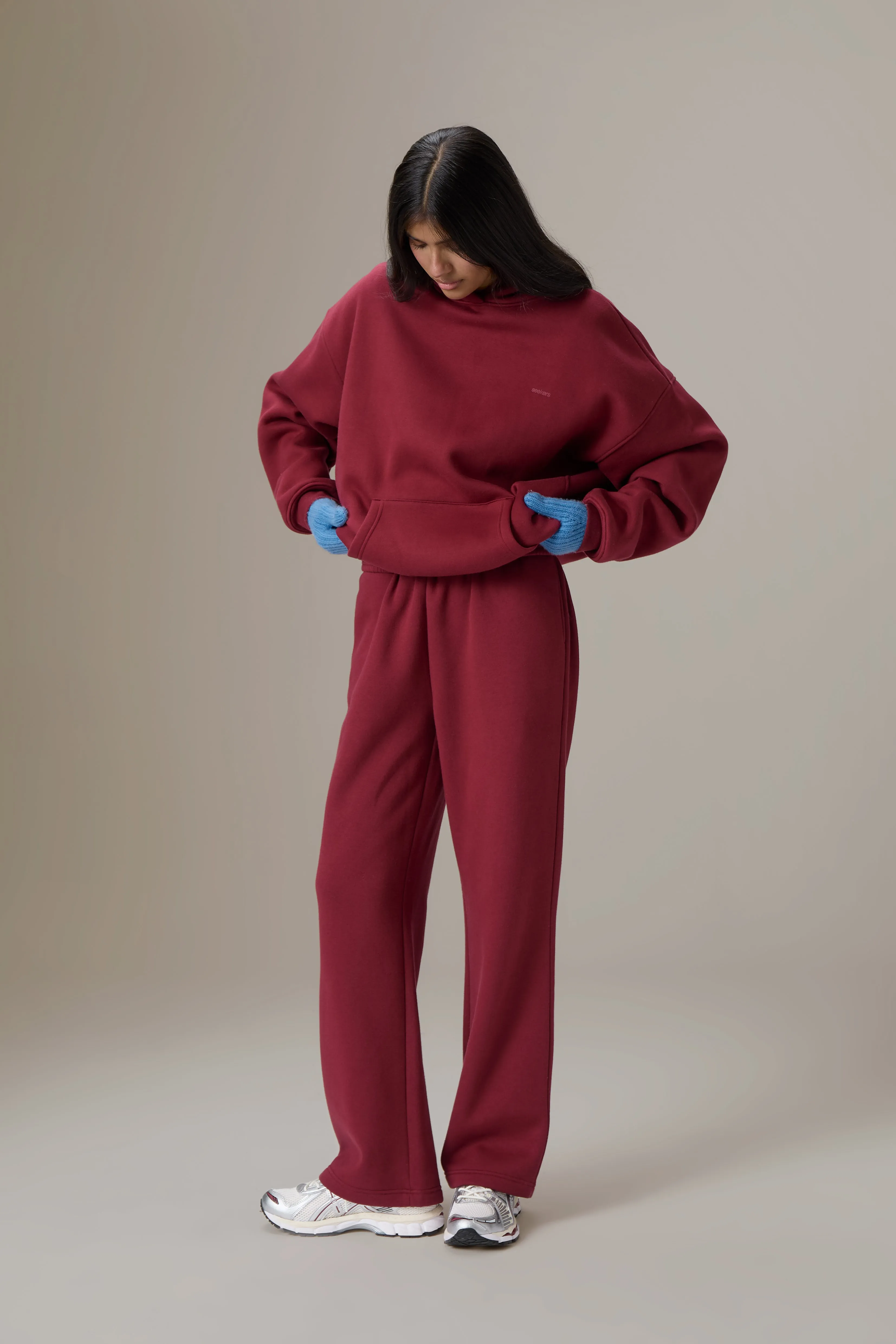 Seekers Classic Wide Leg Sweatpants in Burgundy sold by Sisters and Seekers product image thumbnail 5