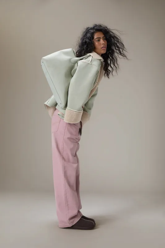 Mopsy Wide Leg Jeans in Washed Pink sold by Sisters and Seekers