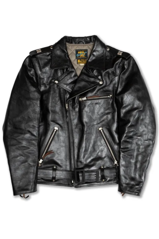 ALL-STATE Double Rider Jacket in Black Tea-Core Shinki Horsehide made by Rainbow Country