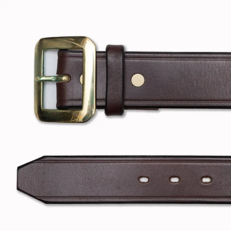 Single Pin Belt in Red/Dark Brown Vegetable Tanned Saddle Leather made by Rainbow Country