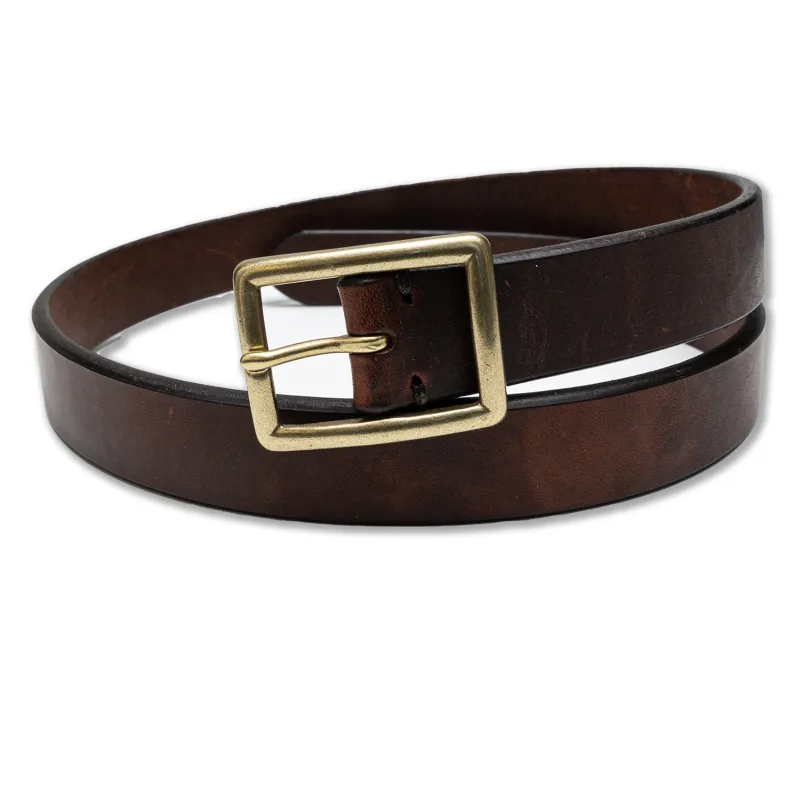Single Pin Narrow Belt in Red/Brown Vegetable Dipped Work Harness Leather (RCL-60026) made by Rainbow Country