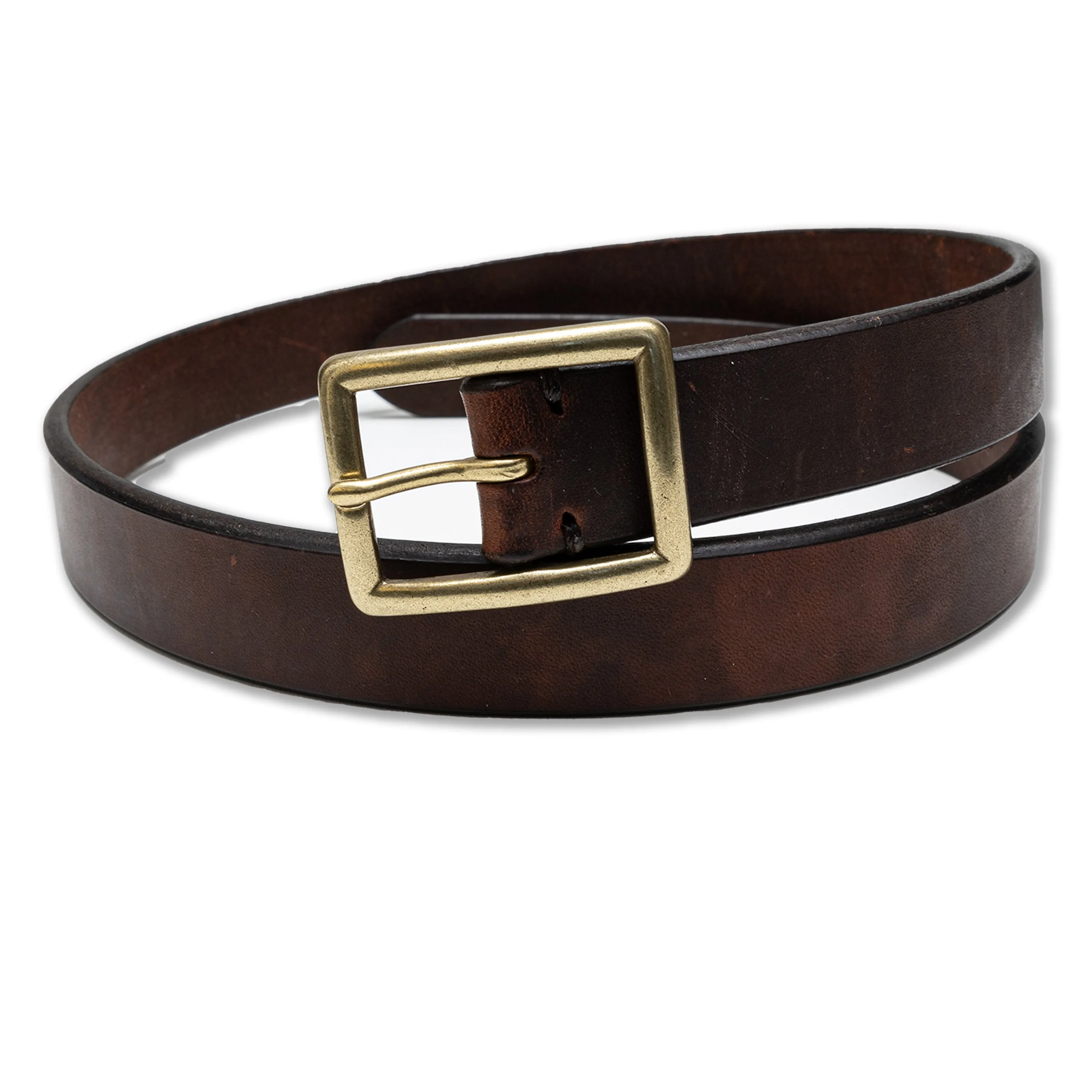Single Pin Narrow Belt in Red/Brown Vegetable Dipped Work Harness Leather (RCL-60026) sold by Recall Clothing