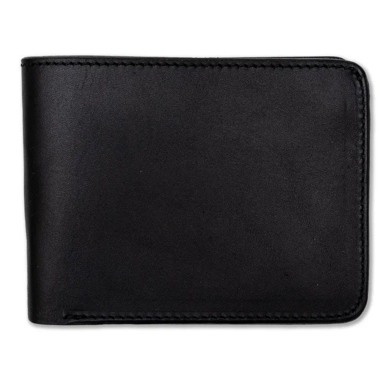 Bifold Wallet in Black Vegetable Dipped Work Harness Leather (RCL-60027) made by Rainbow Country