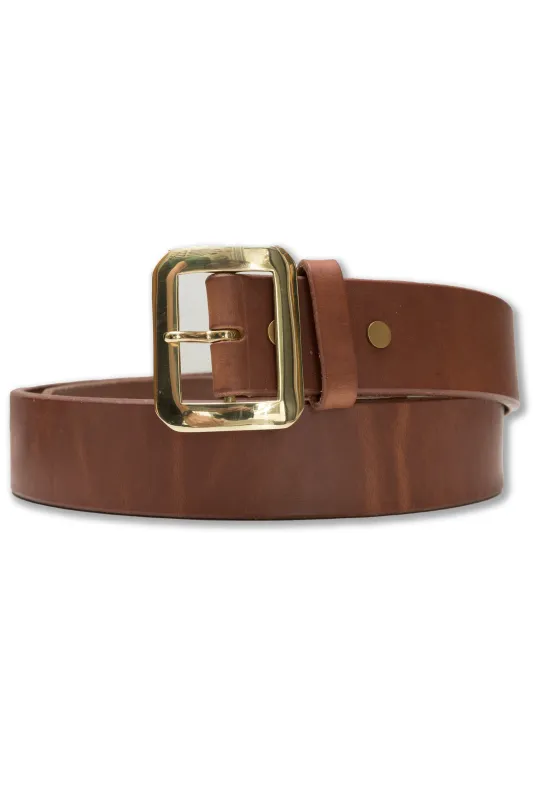 Single Pin Belt in Tan Vegetable Dipped Work Harness Leather (RCL-60022) made by Rainbow Country