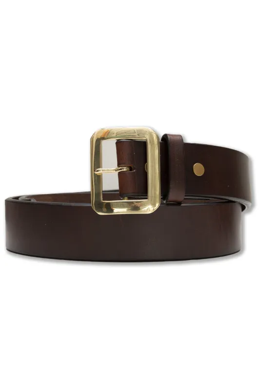Single Pin Belt in Red/Brown Vegetable Dipped Work Harness Leather (RCL-60022) made by Rainbow Country
