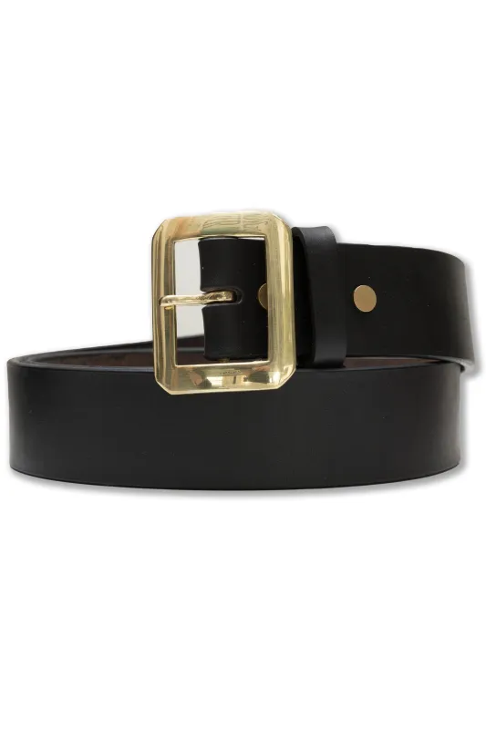 Single Pin Belt in Black Vegetable Dipped Work Harness Leather (RCL-60022) made by Rainbow Country