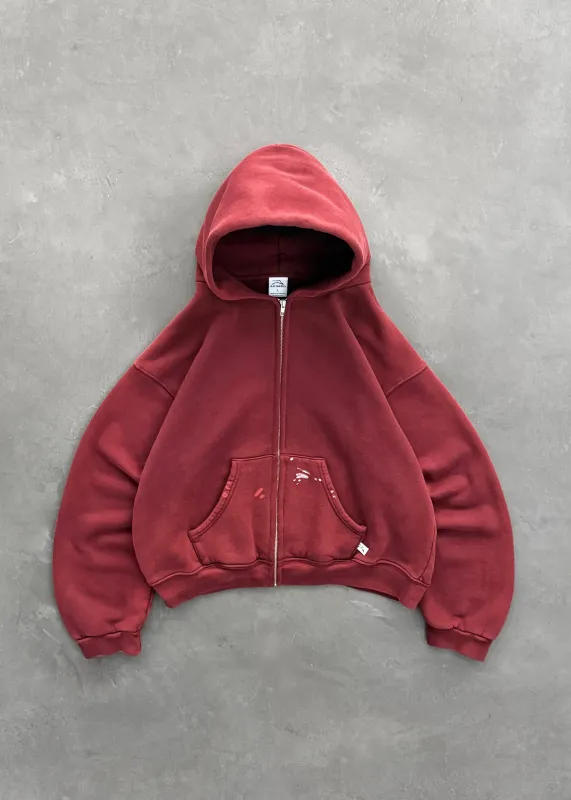 ZIP-UP HOODIE - SUN FADED MAROON made by Akimbo