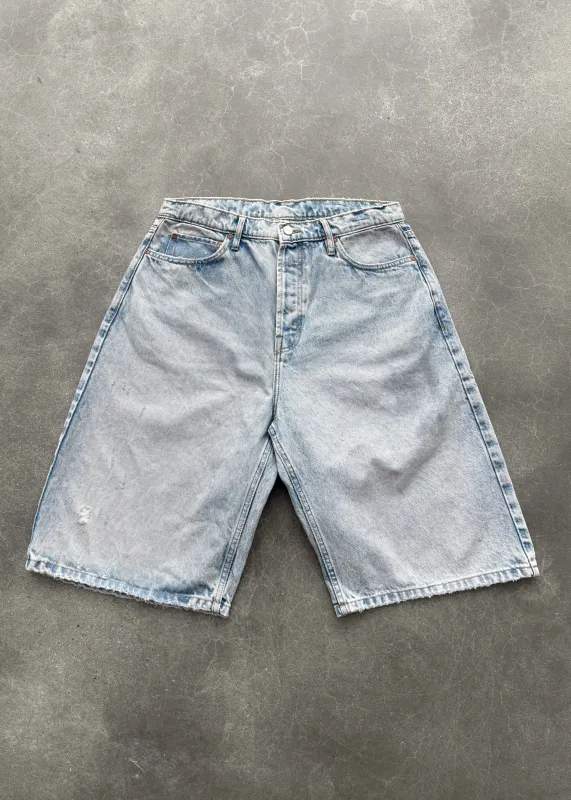 801 BAGGY DISTRESSED DENIM SHORT - LIGHT WASH made by Akimbo
