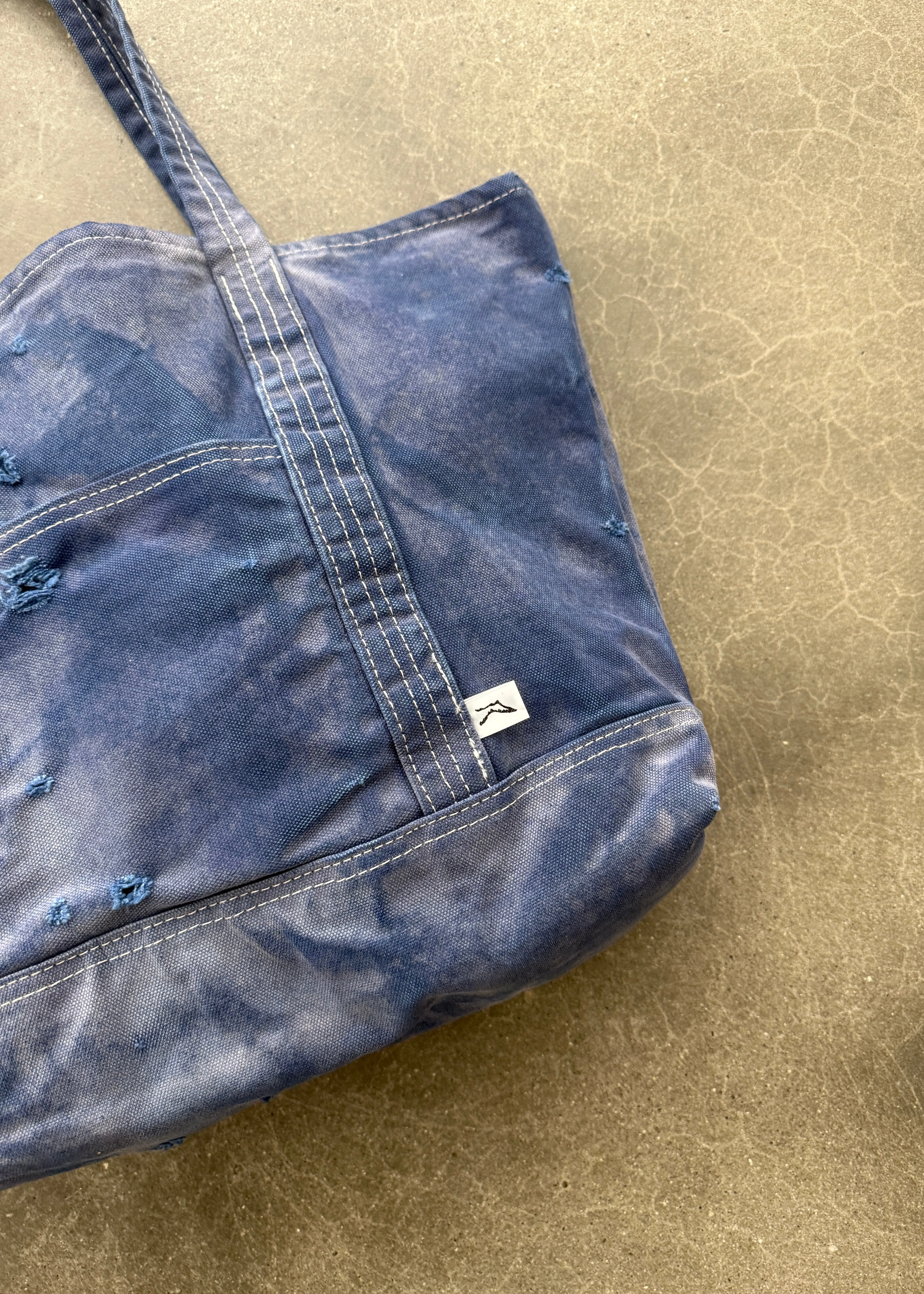 DISTRESSED TOTE BAG - FADED NAVY sold by Akimbo product image thumbnail 3