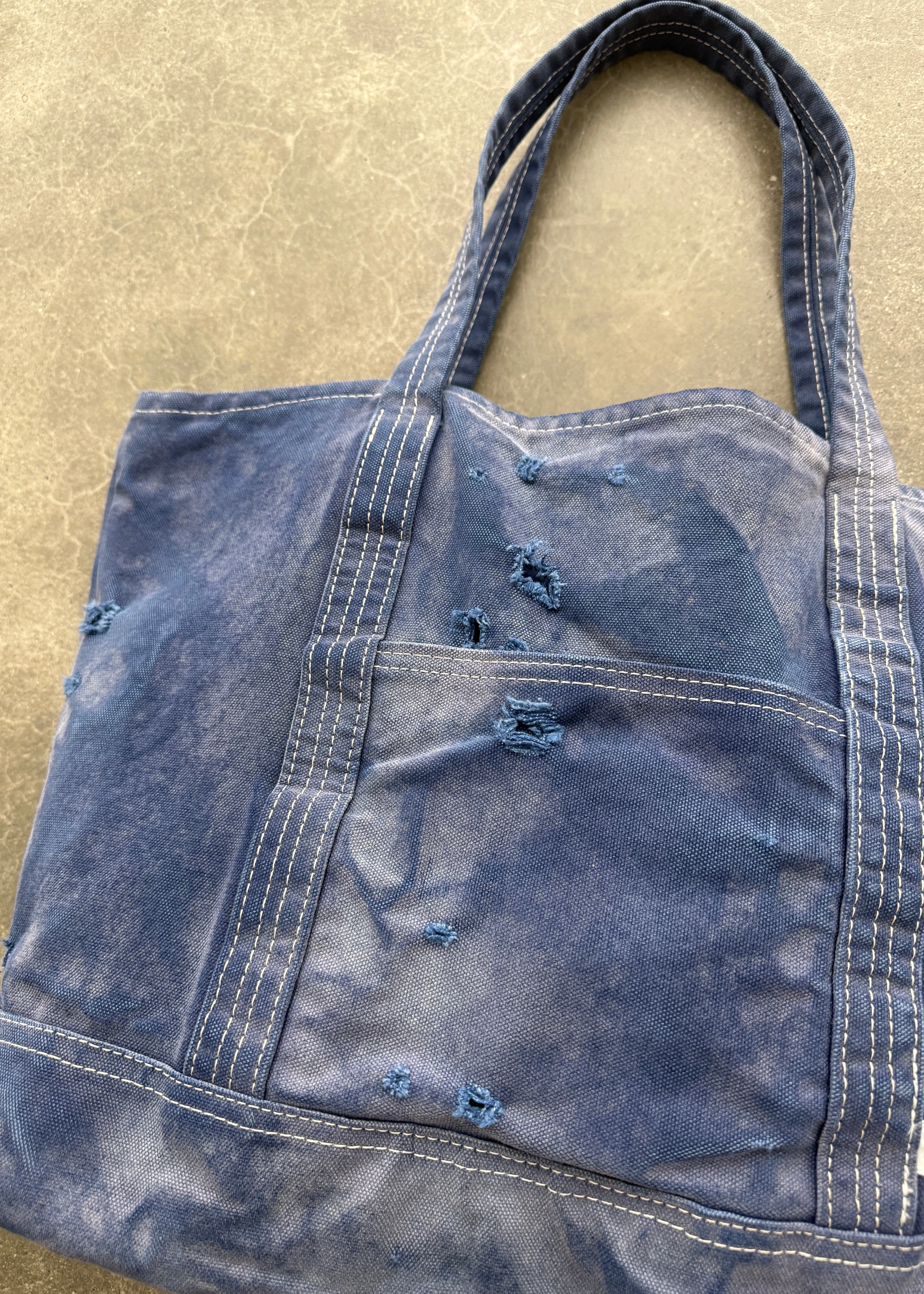DISTRESSED TOTE BAG - FADED NAVY sold by Akimbo product image thumbnail 4