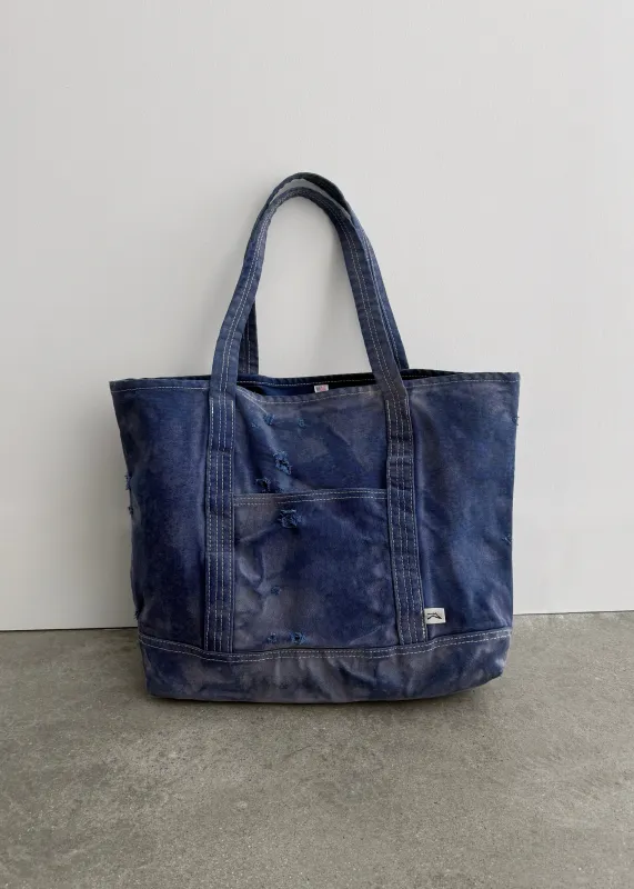 DISTRESSED TOTE BAG - FADED NAVY made by Akimbo