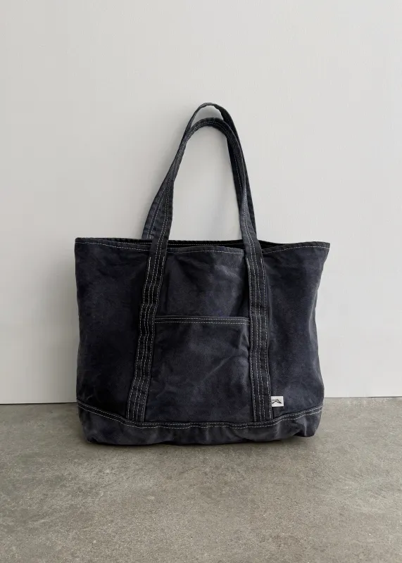 DISTRESSED TOTE BAG - FADED BLACK made by Akimbo
