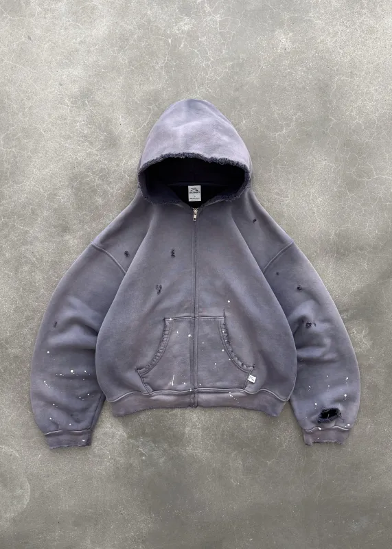 "WATCH-PEEKER" ZIP UP HOODIE - SUN FADED EGGPLANT made by Akimbo