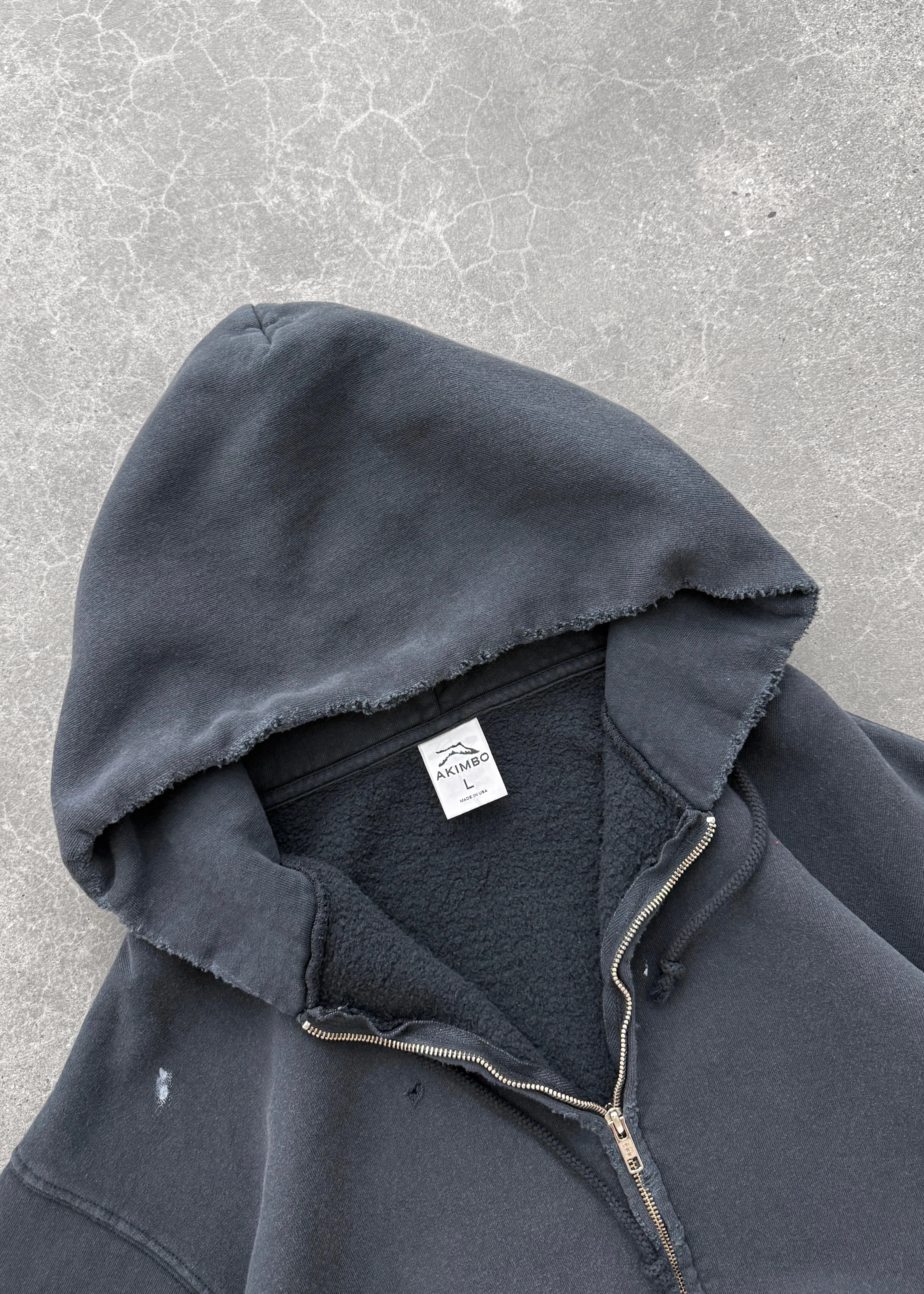"WATCH-PEEKER" ZIP-UP HOODIE - FADED BLACK sold by Akimbo product image thumbnail 2