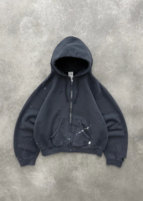 "WATCH PEEKER" ZIP-UP HOODIE - FADED BLACK made by Akimbo