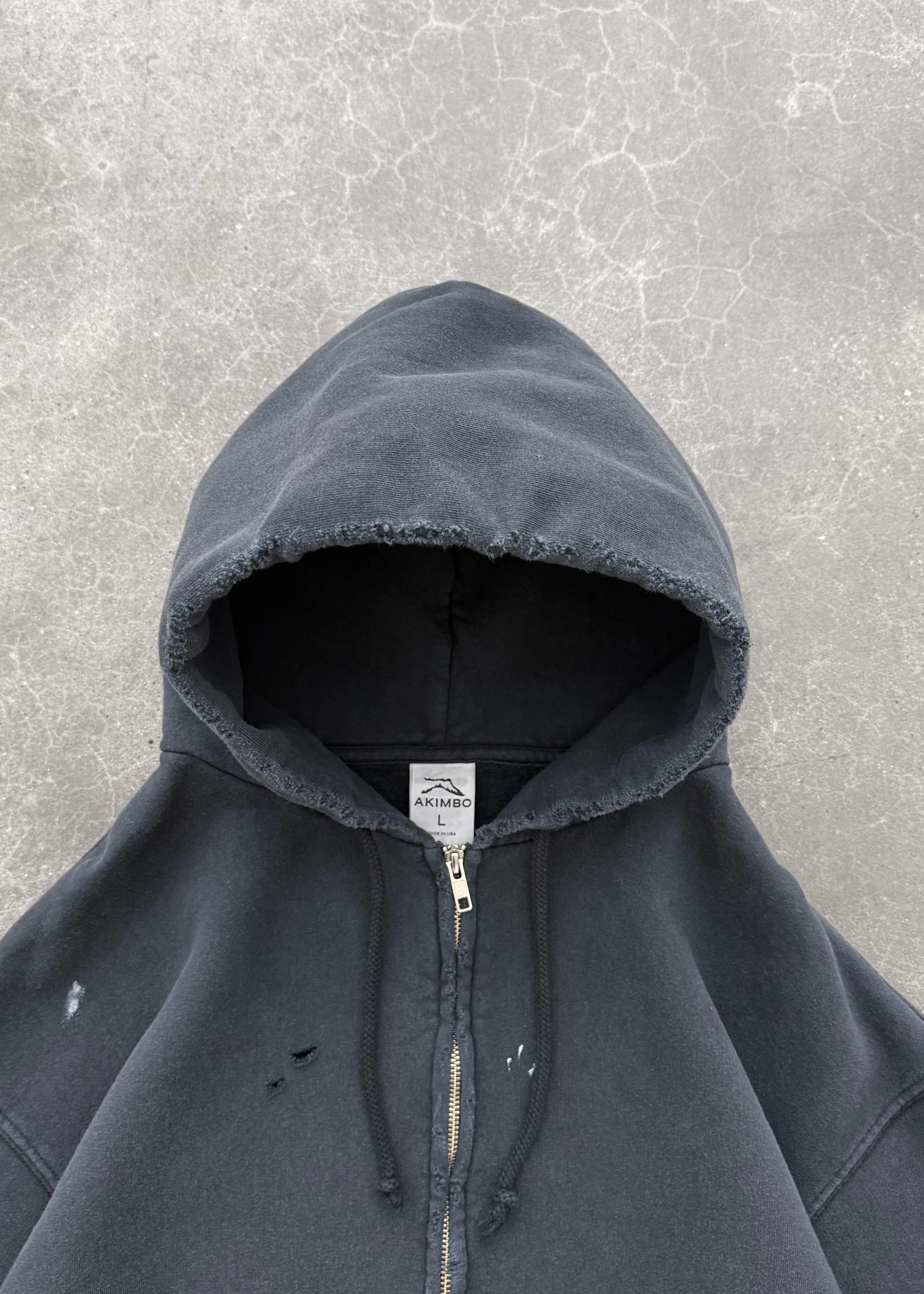 "WATCH-PEEKER" ZIP-UP HOODIE - FADED BLACK sold by Akimbo product image thumbnail 5