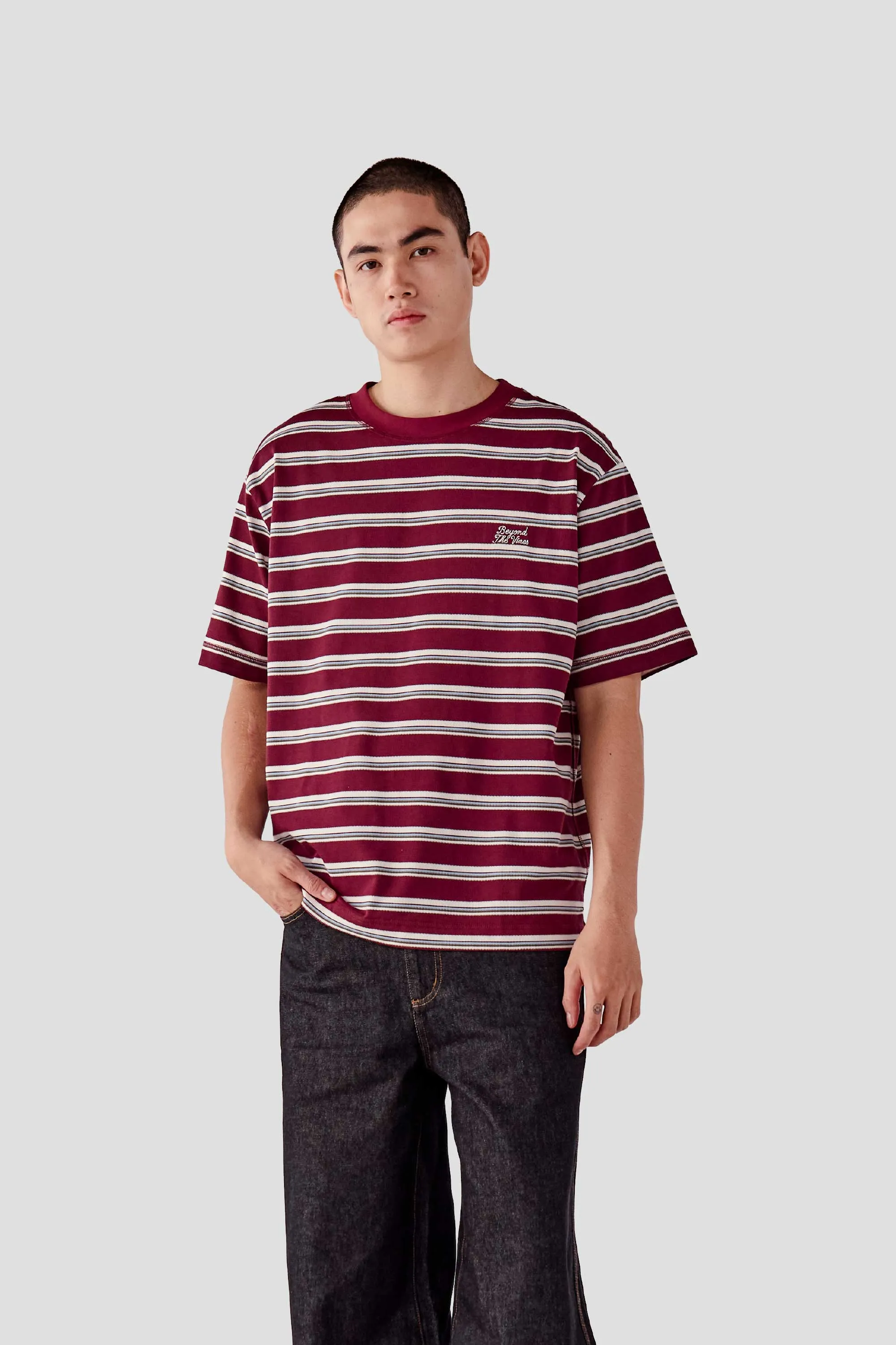 Mens Striped Relaxed T Shirt sold by Beyond The Vines product image thumbnail 5