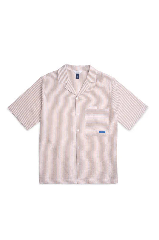 Striped Seersucker Camp Collar Shirt sold by Beyond The Vines