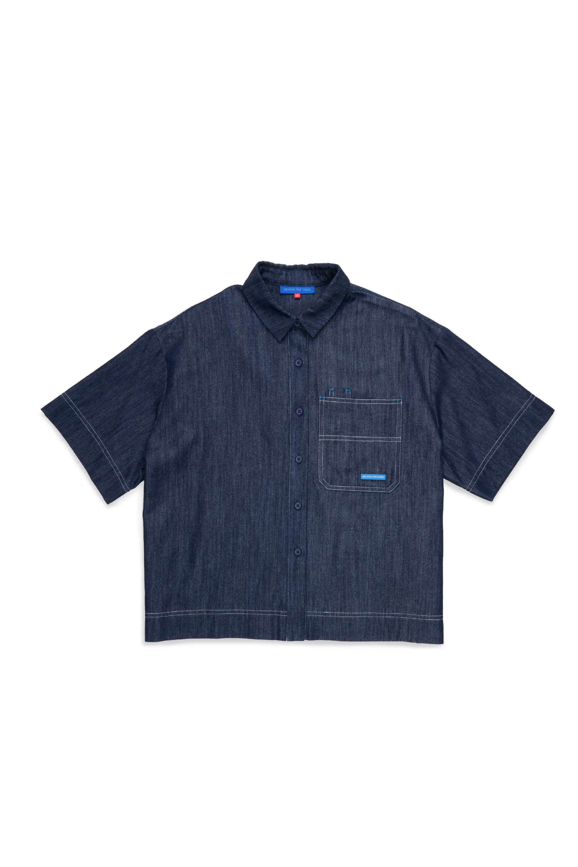 Chambray Boxy Short Sleeve Shirt sold by Beyond The Vines