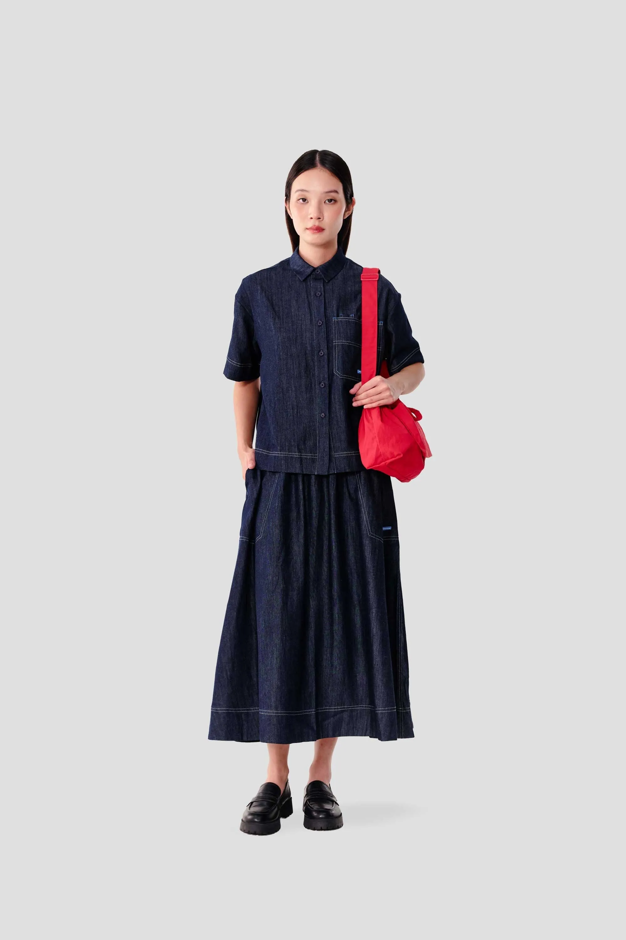 Chambray Boxy Short Sleeve Shirt sold by Beyond The Vines product image thumbnail 2