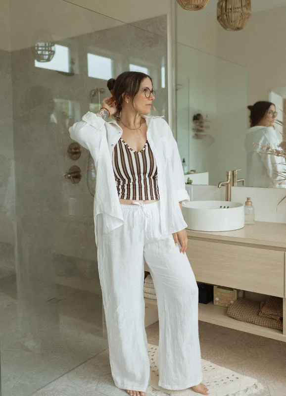 Ladies Linen Drawstring Pants made by Jax & Lennon