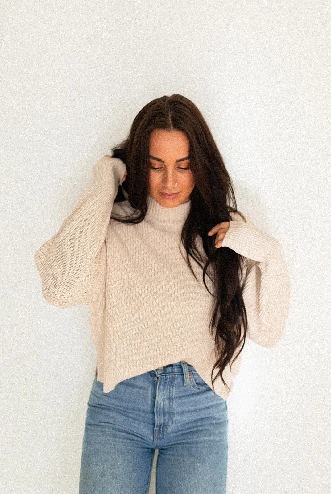 Ladies Knit Mock Neck Sweater Core sold by Jax & Lennon