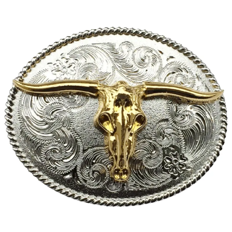 Longhorn Skull Belt Buckle made by Western Cowboy