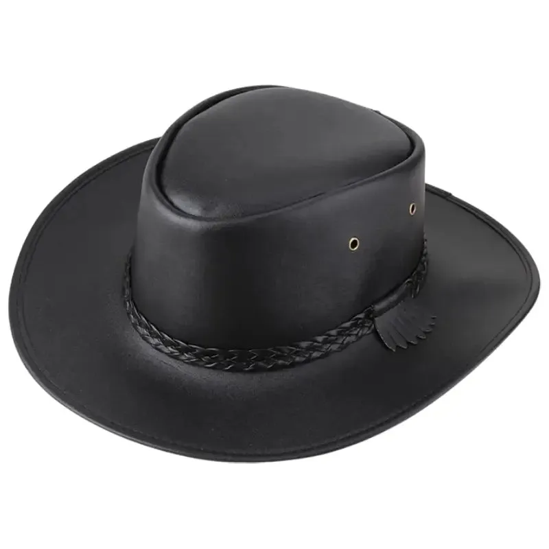 Black Faux Leather Cowboy Hat made by Western Cowboy