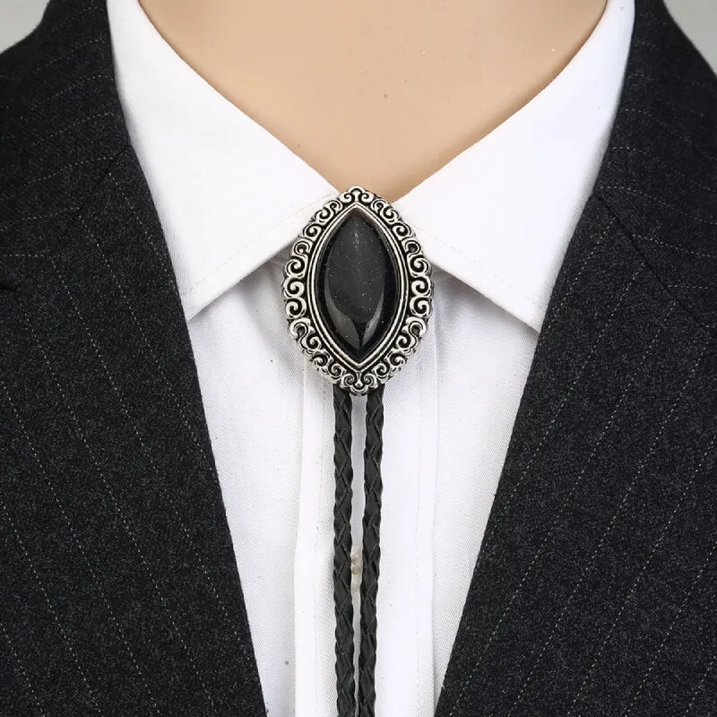 Black and Silver Bolo Tie made by Western Cowboy