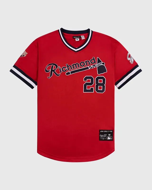 John Smoltz Richmond Braves V-Neck Jersey made by Ebbets Field Flannels
