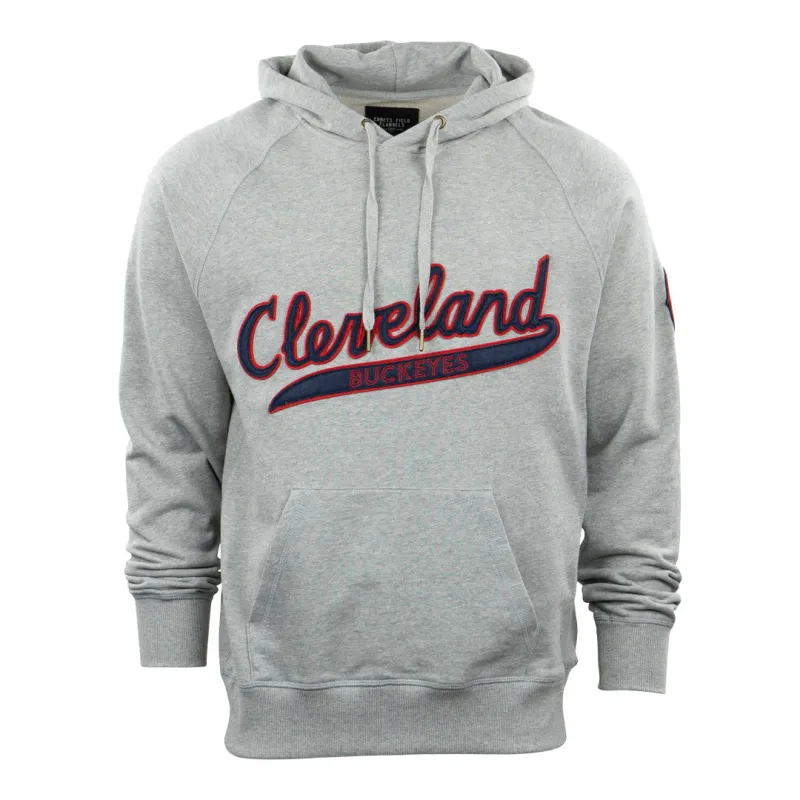 Cleveland Buckeyes French Terry Script Hooded Sweatshirt sold by Ebbets Field Flannels