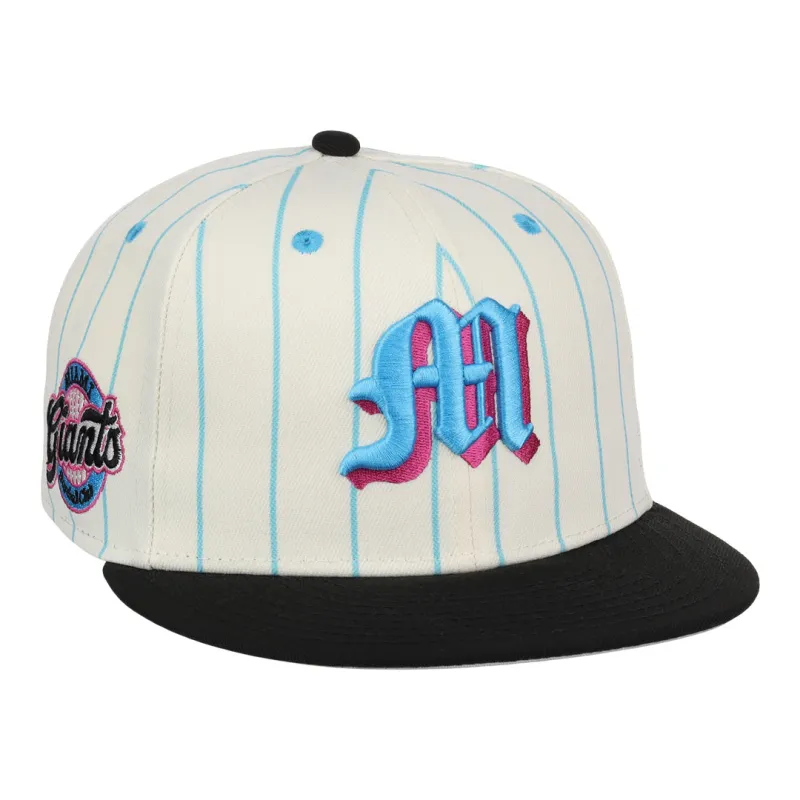 Miami Giants NLB Pinstripe Fitted Ballcap sold by Ebbets Field Flannels