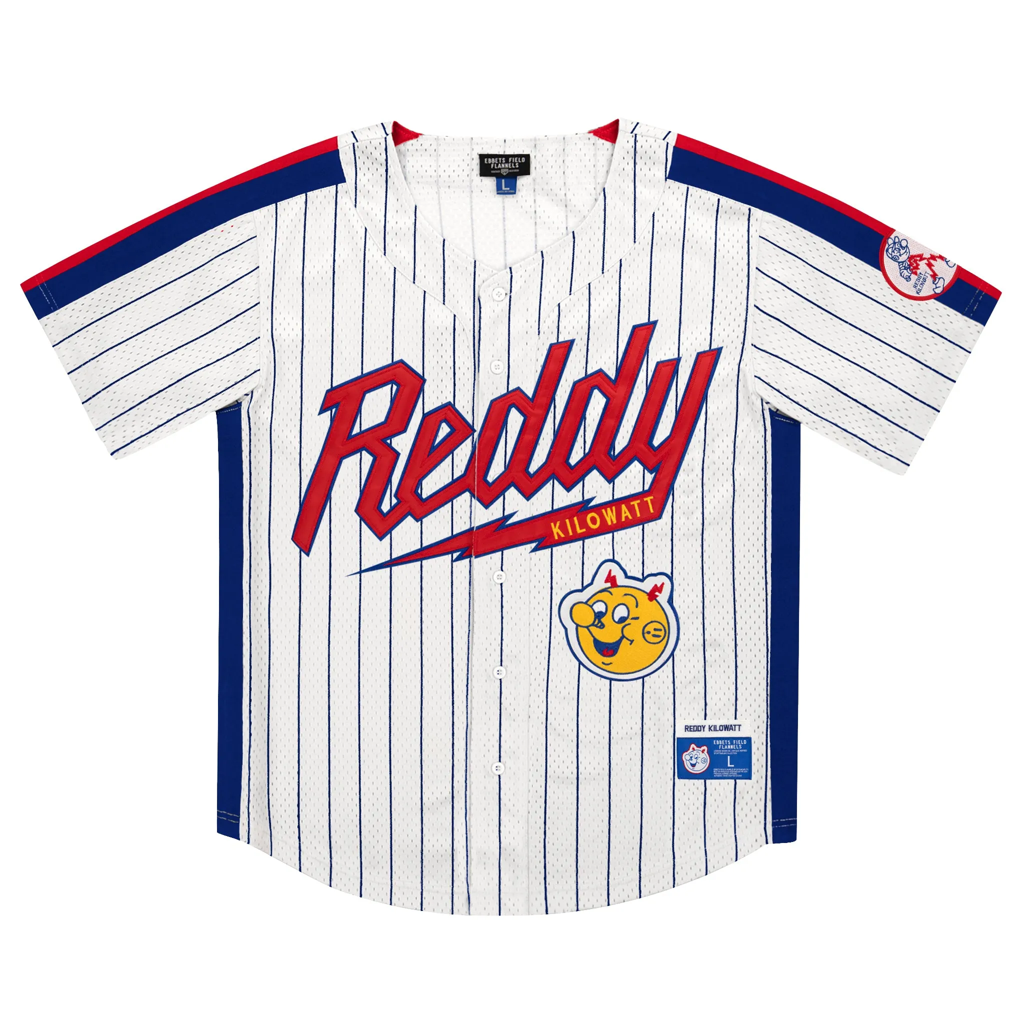 Reddy Kilowatt EFF Pinstripe Button Down Jersey sold by Ebbets Field Flannels
