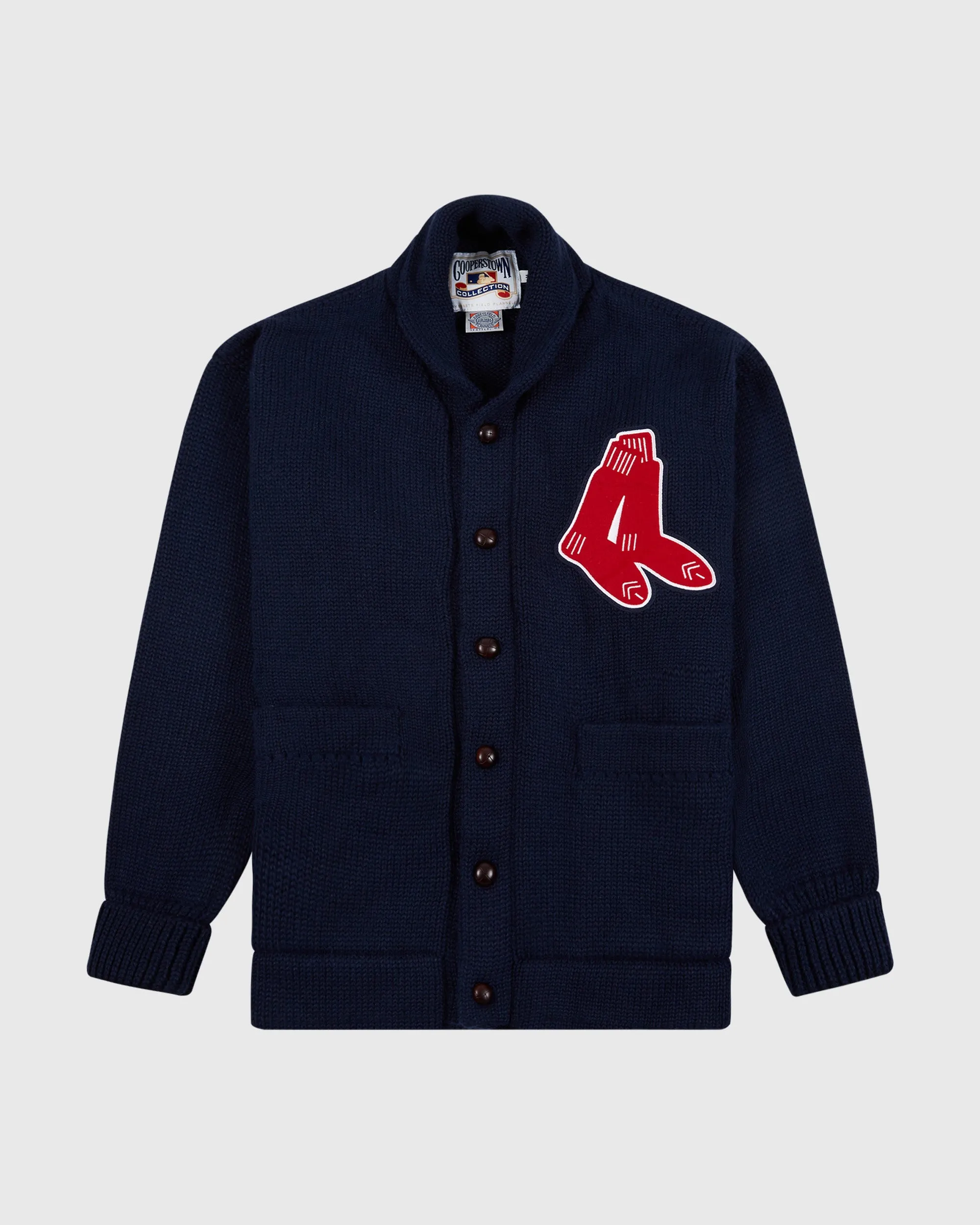 Boston Red Sox 1924-1960 Wool Shawl Collar Sweater sold by Ebbets Field Flannels