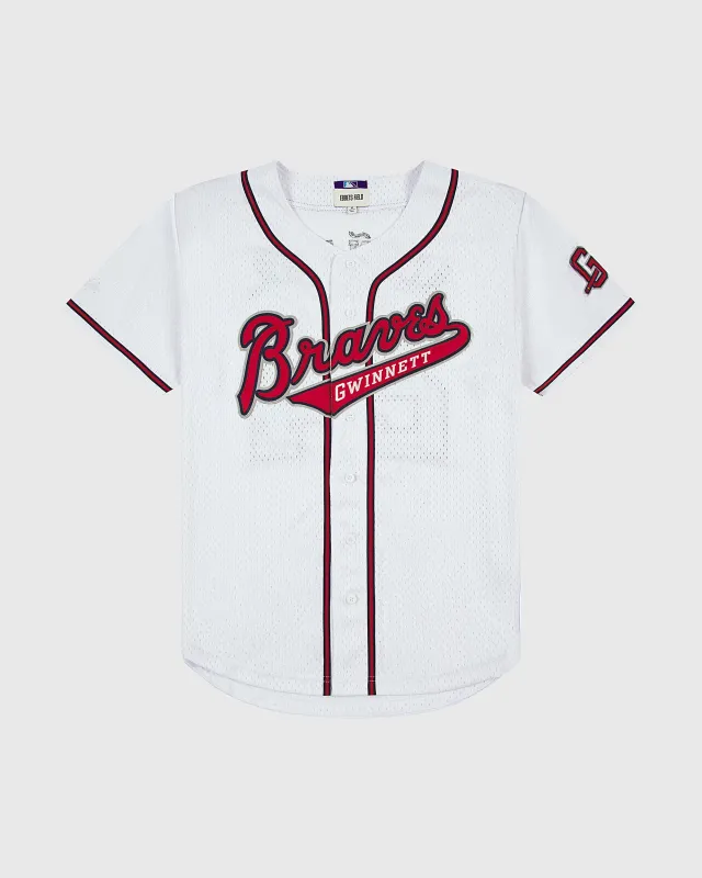 Ronald Acuña Jr. Gwinnett Braves Mesh Button-Up Jersey made by Ebbets Field Flannels
