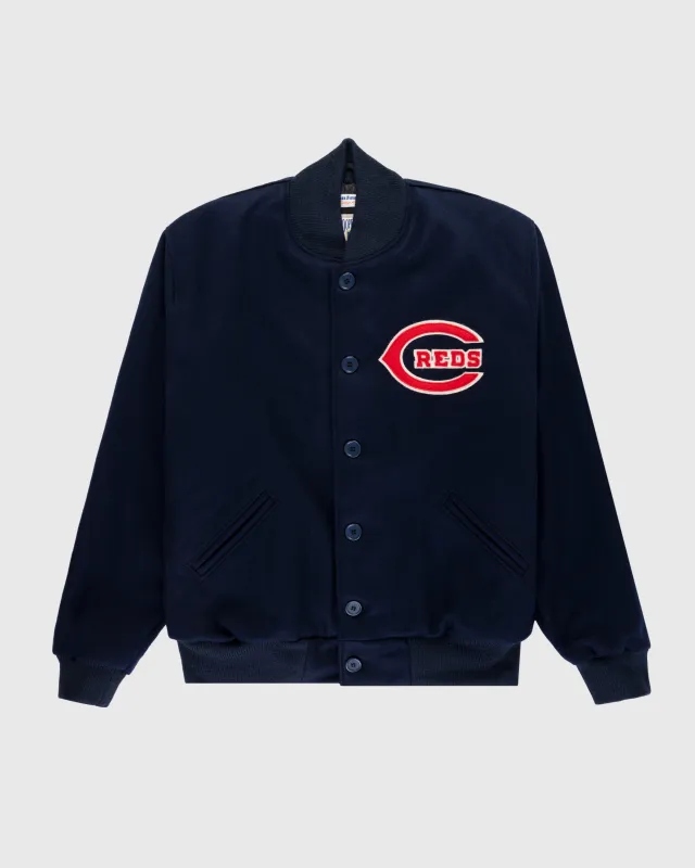 Cincinnati Reds 1942 Authentic All Wool Varsity Jacket sold by Ebbets Field Flannels